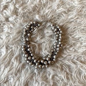 Costume jewelry brushed nickel beaded necklace